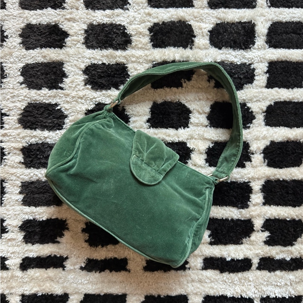 Vintage Old Navy y2k green velvet shoulder hobo bag